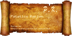 Patatics Karion névjegykártya